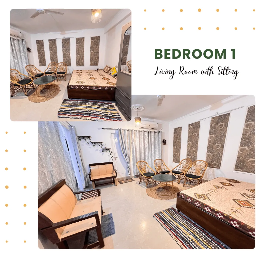 1BHK Apartment Living Room - Comfortable Seating Area with Modern Furniture near AIIMS Rishikesh